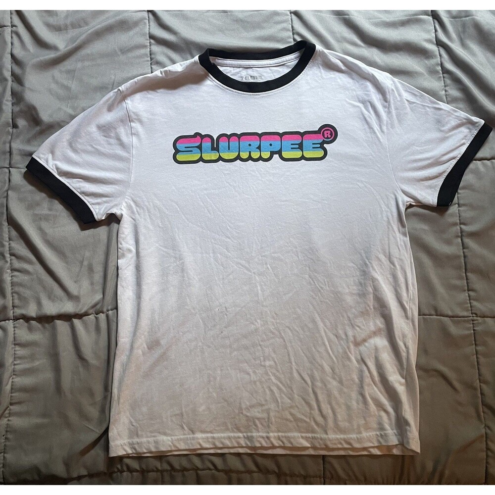 Slurpee 7 Eleven Ringer Tee Neon Logo Retro Style T-Shirt  Mens  Size M